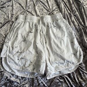 BuffBunny White Marble Athletic Shorts